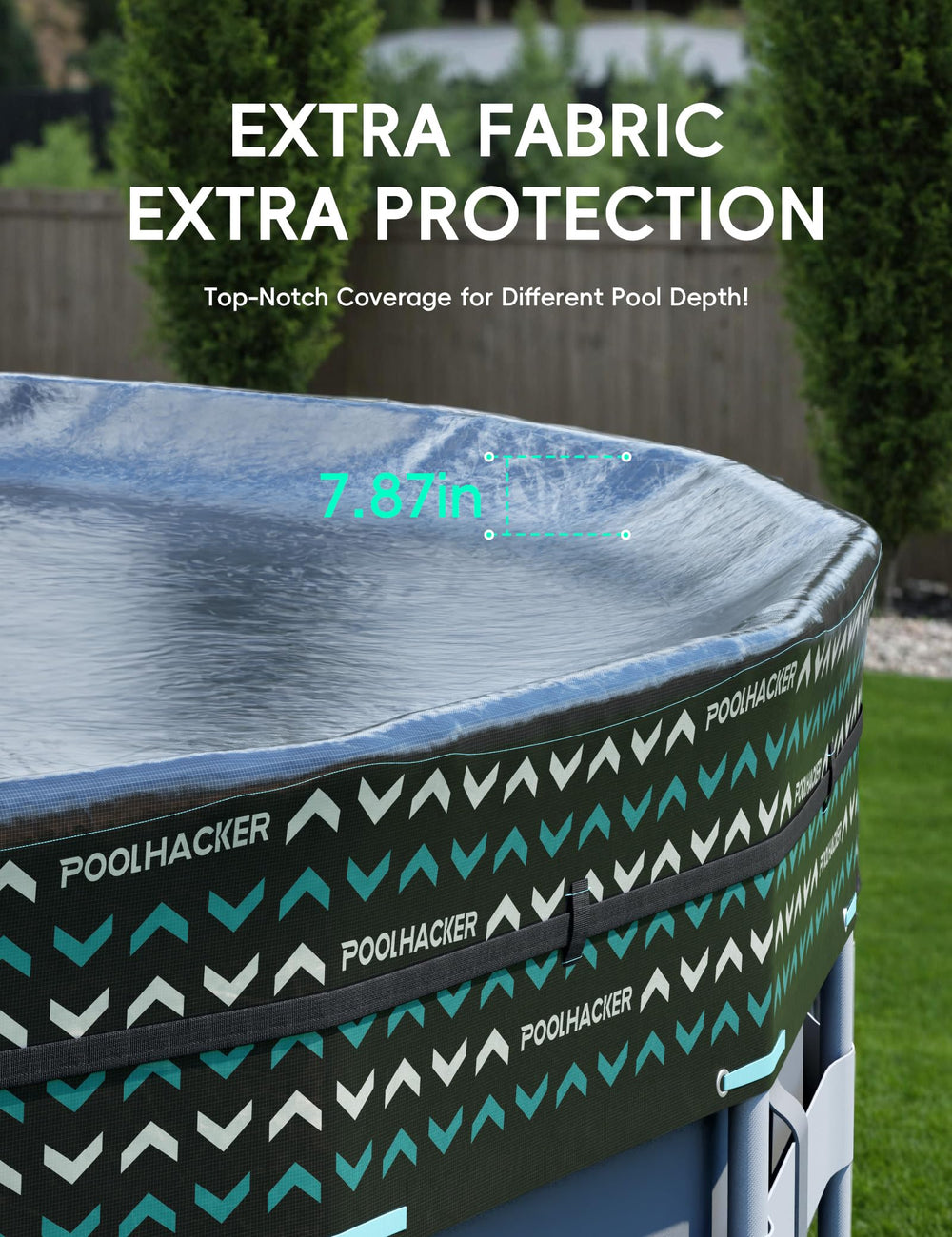 POOLHACKER fitted on a 10FT stock tank demonstrating secure coverage and reduced debris