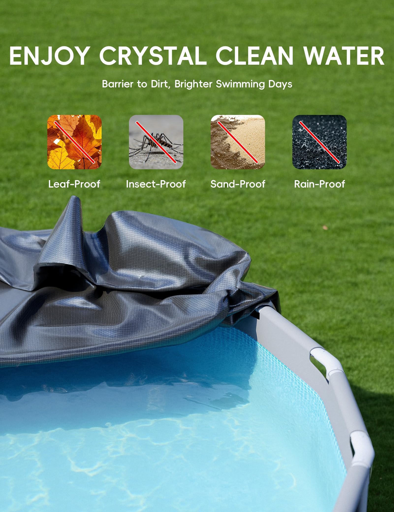 POOLHACKER folded storage ready in compact bundle for convenient off-season stowing