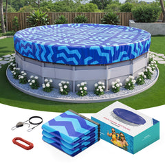 POOLHACKER front packaging view showing cerulean cover and included winch for protection