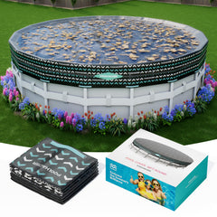 POOLHACKER front view of 10FT round cover showing full surface protection and neat fit
