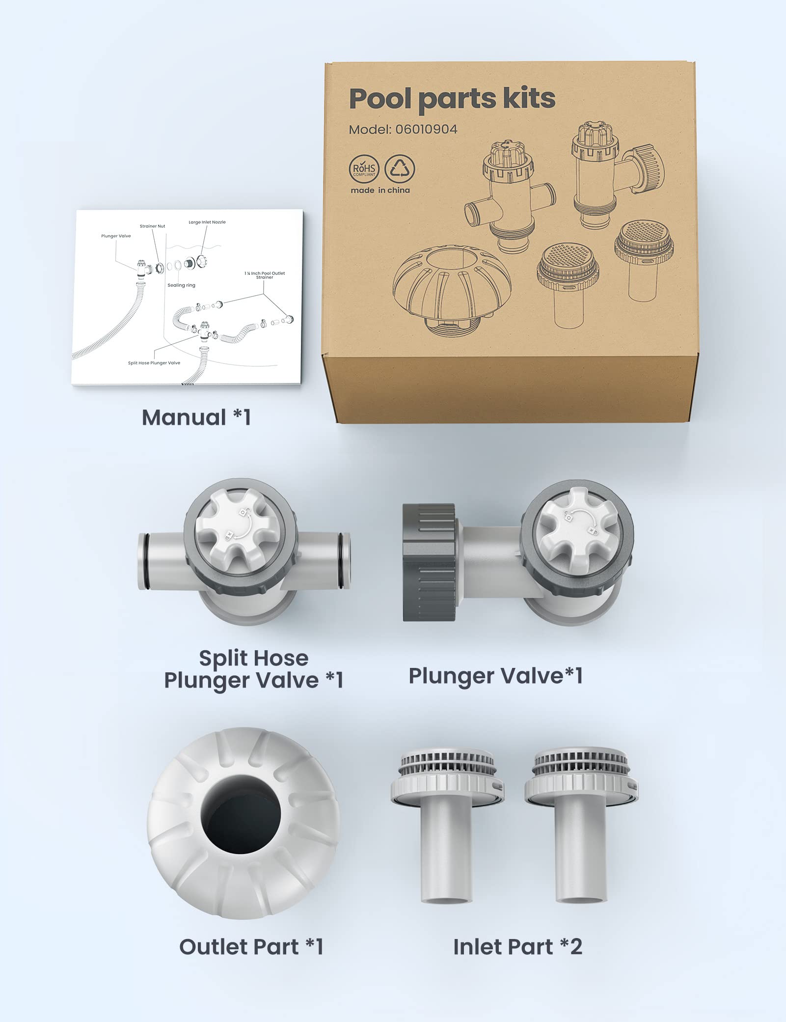 POOLHACKER parts installed on an above-ground pool wall illustrating straightforward replacement