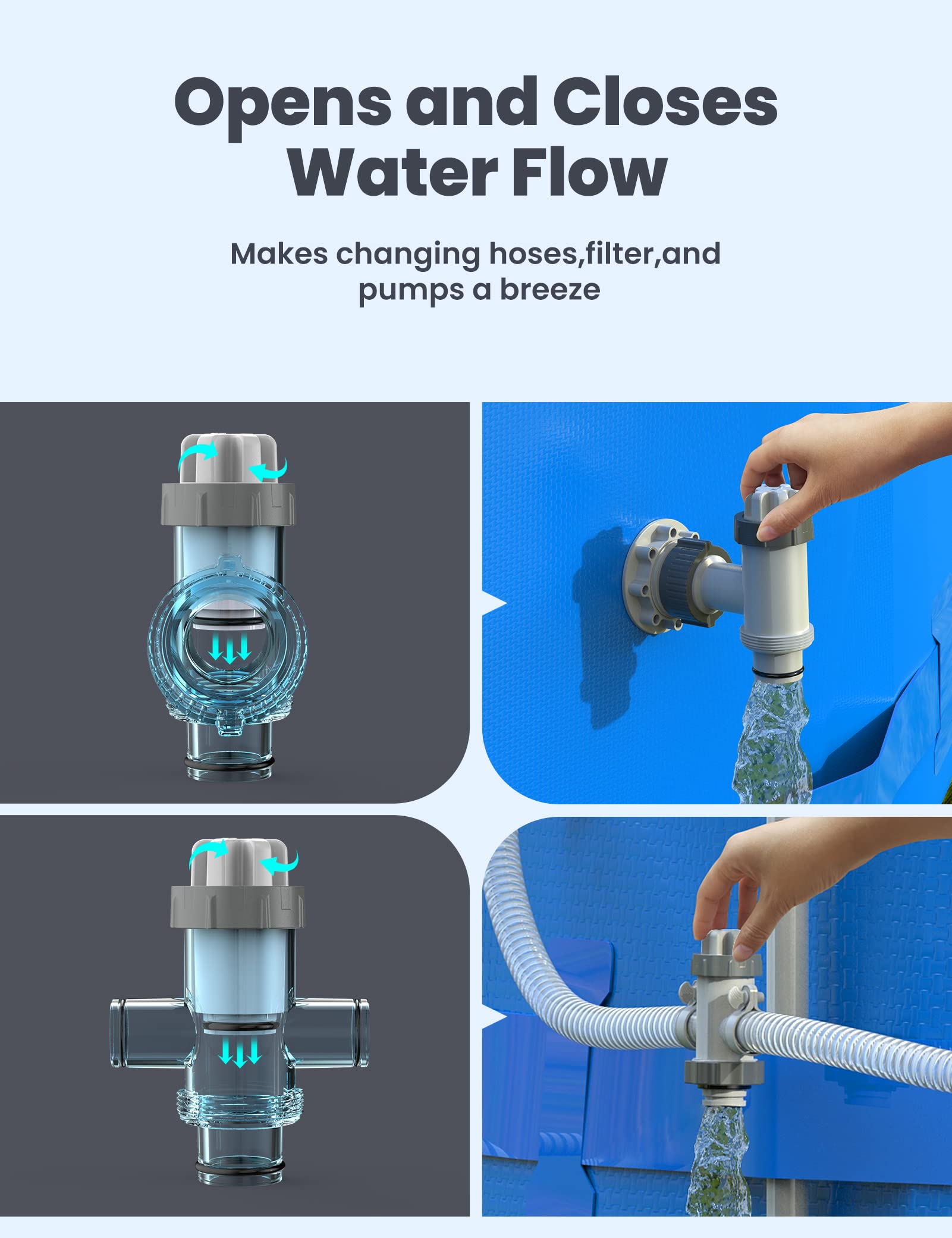 POOLHACKER shutoff valve inline view demonstrating quick isolation for maintenance