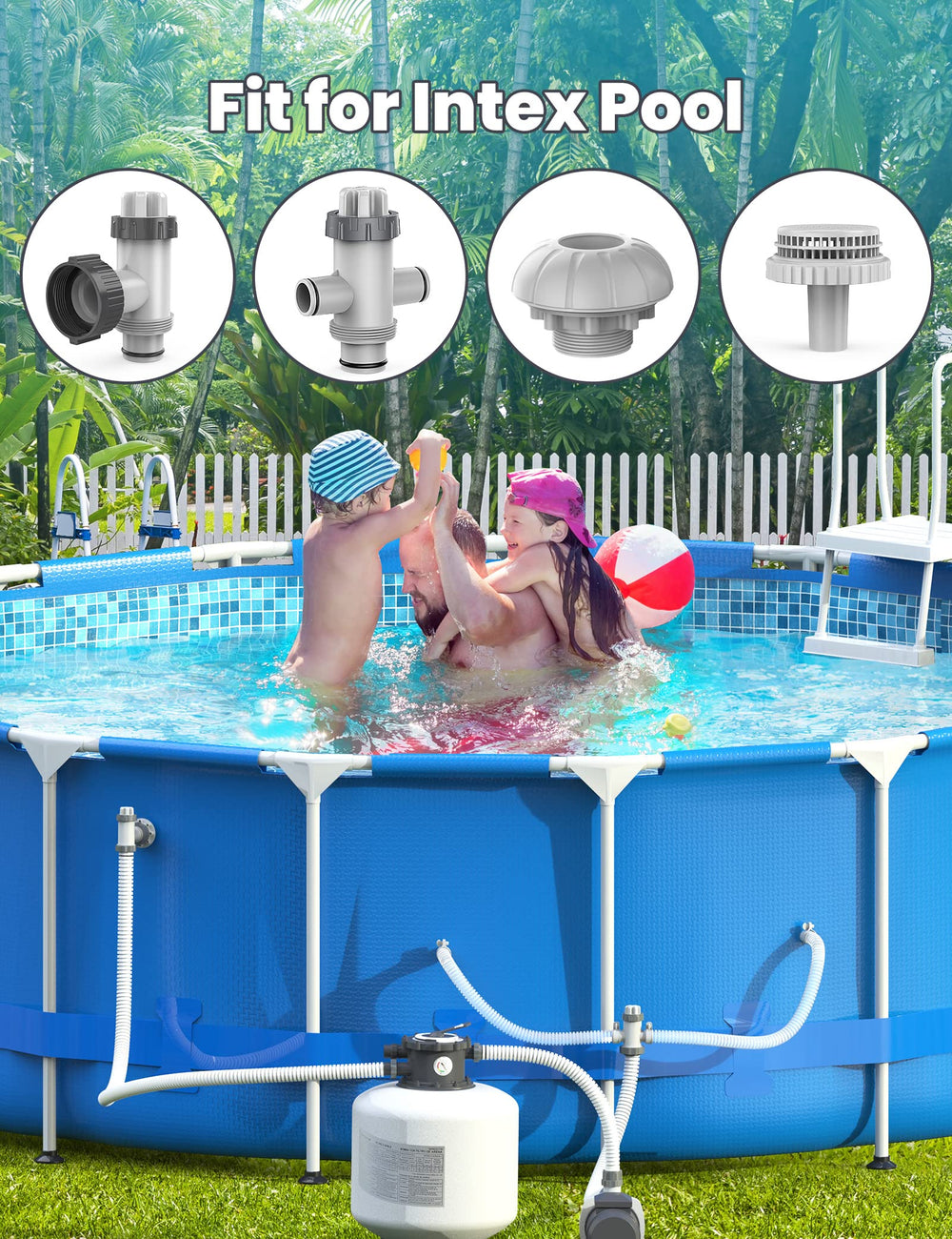 POOLHACKER hoses and fittings side-by-side size comparison reducing installation guesswork