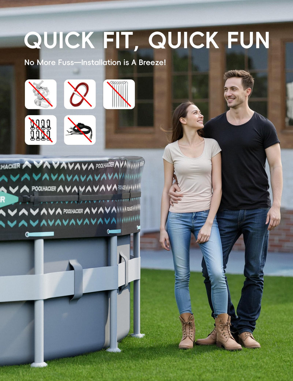 POOLHACKER cover with ruler showing accurate 10FT scale for correct sizing confidence