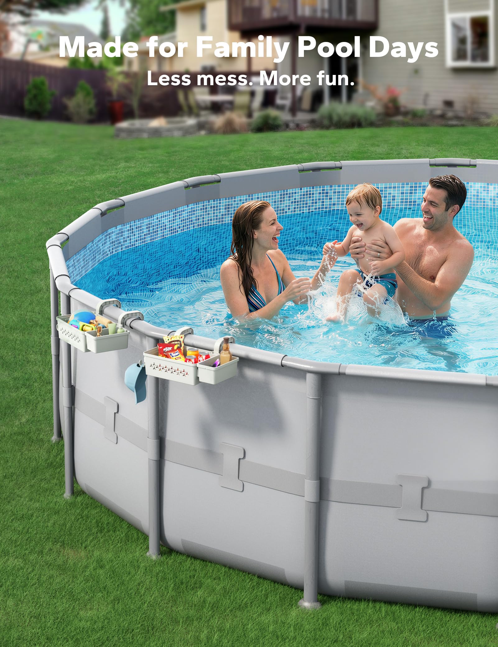 POOLHACKER support bar and hooks layout illustrating included accessories