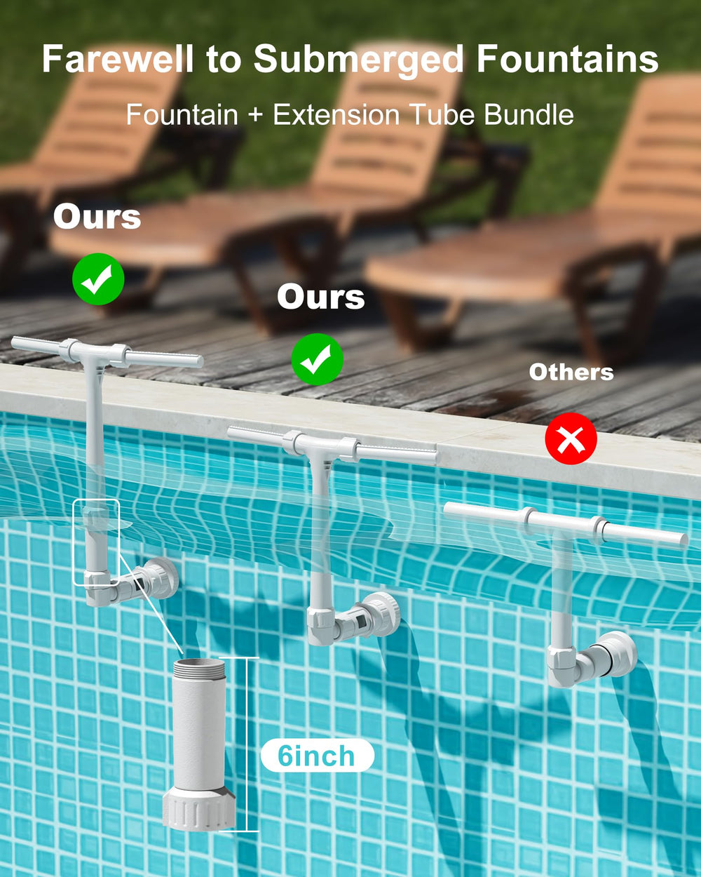 POOLHOUR close-up of double nozzles highlighting increased spray coverage