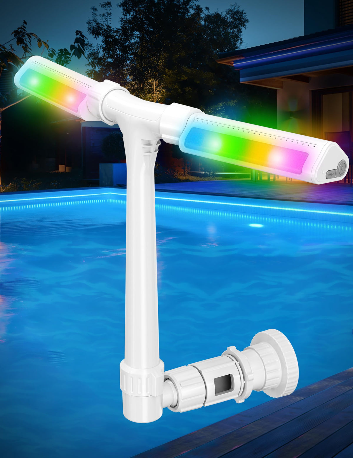 POOLHOUR front view of fountain showing full spray and immediate impact