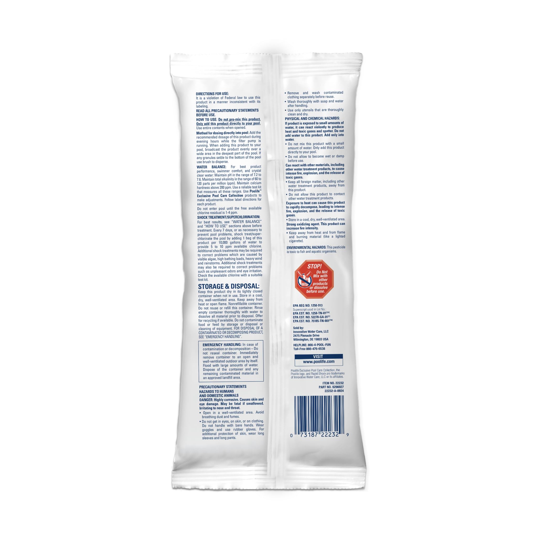 POOLIFE bag pouring granules into hand for easy dosing and convenience
