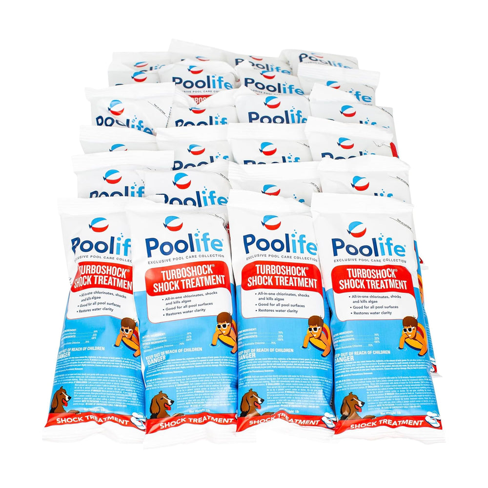POOLIFE front package showing 12 one-pound bags and clear labeling benefit fast treatment