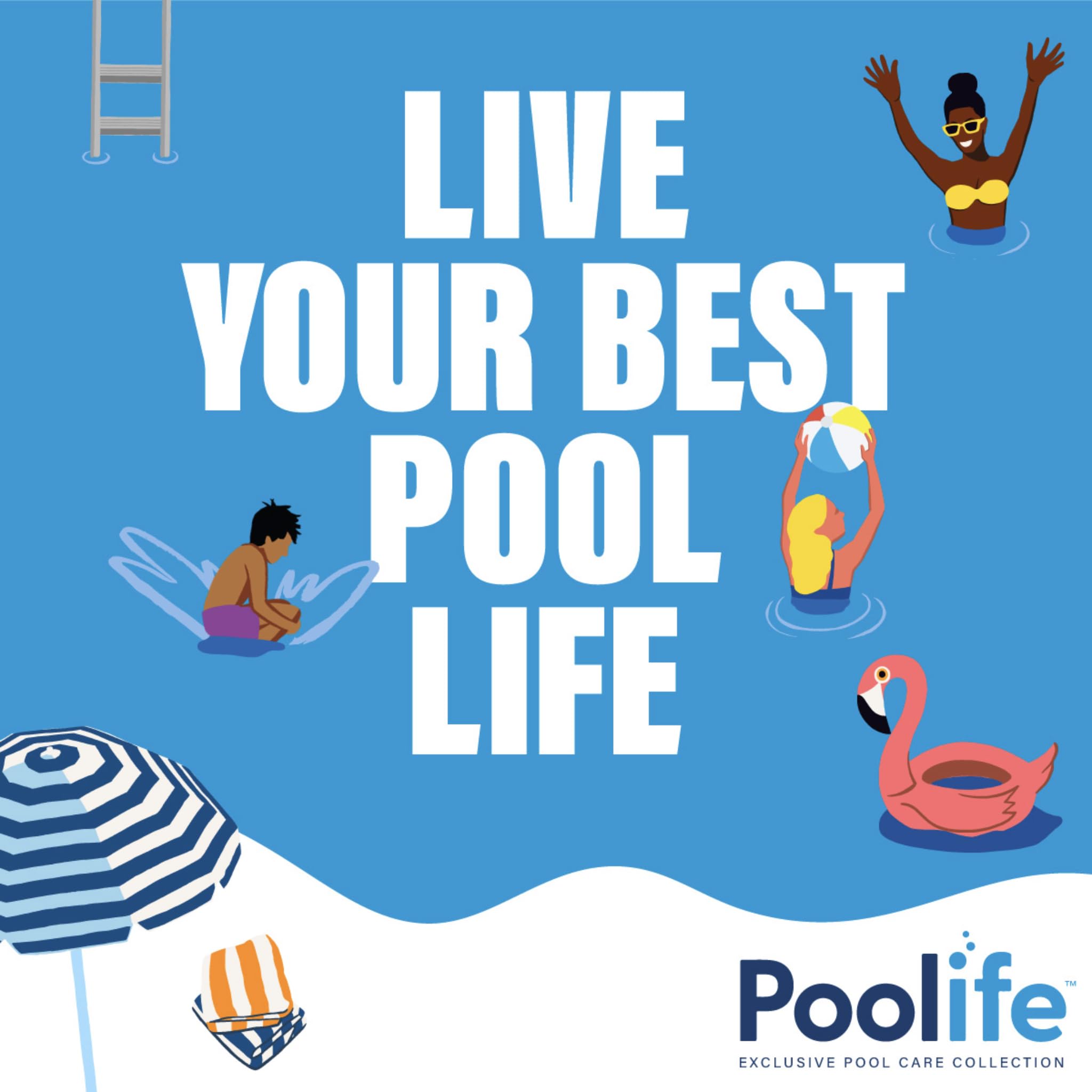 POOLIFE family enjoying pool, depicting safe, clear water and confident pool maintenance