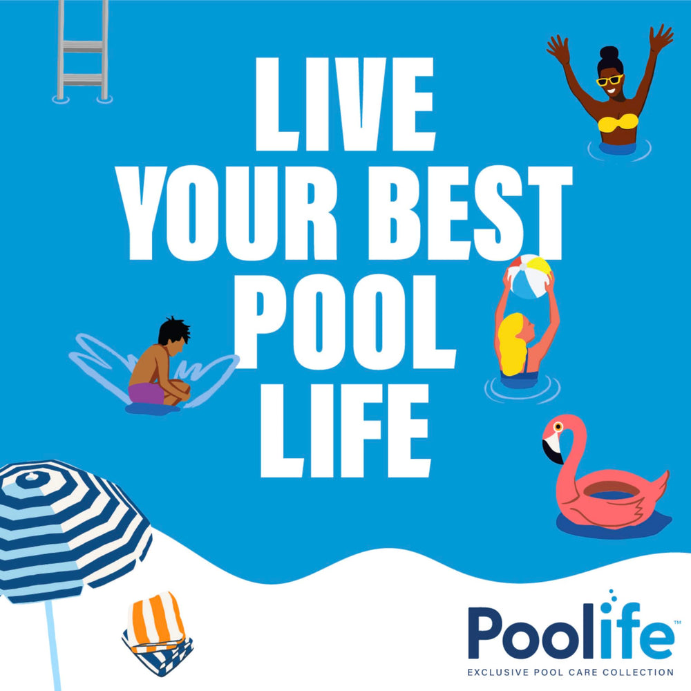 POOLIFE family enjoying pool, depicting safe, clear water and confident pool maintenance