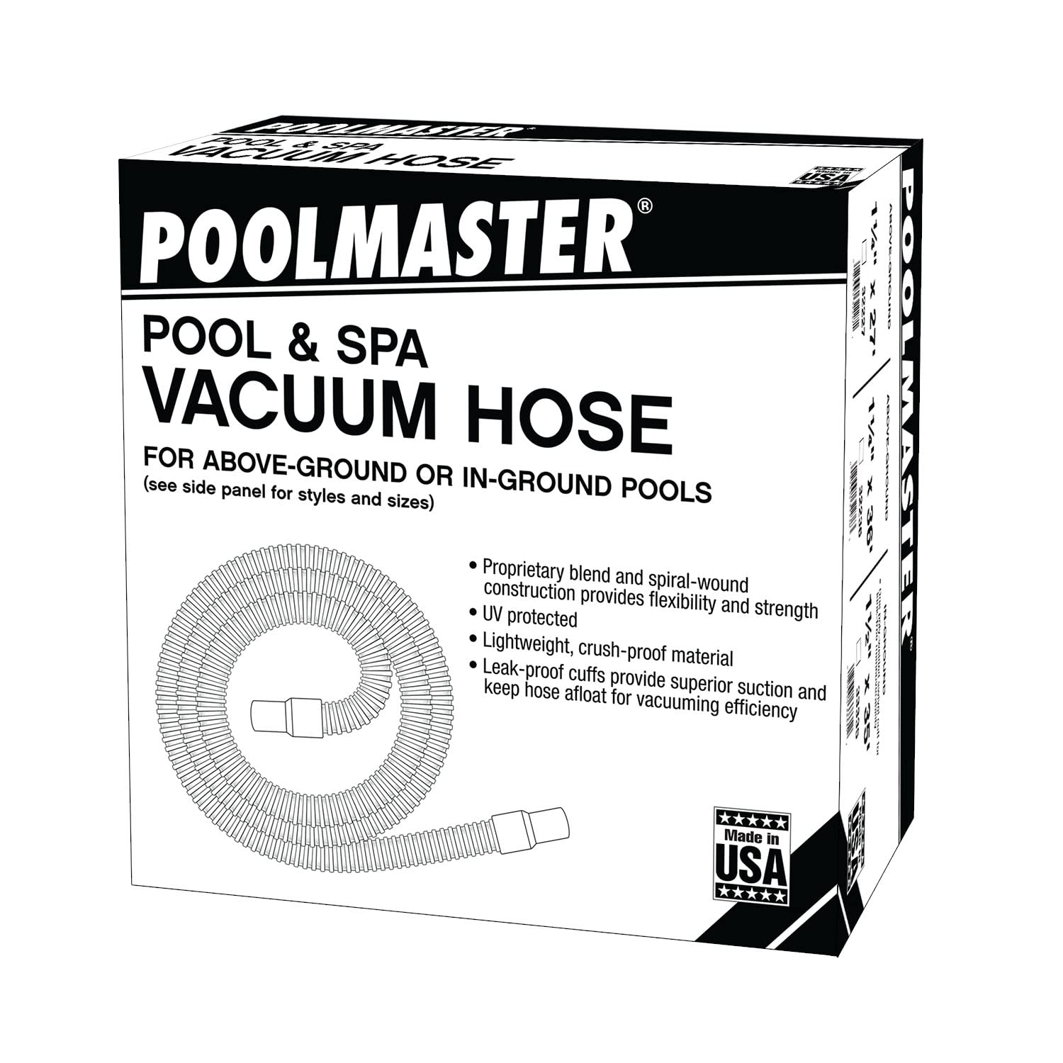 Poolmaster hose in use with vacuum head demonstrating efficient pool cleaning