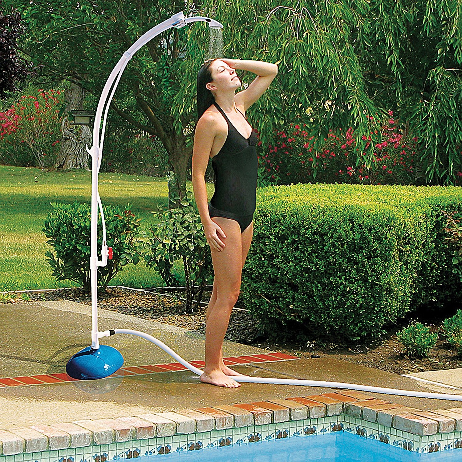 Poolmaster detachable showerhead close-up highlighting handheld control