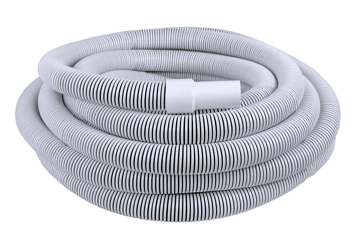 Poolmaster front view of commercial in-ground vacuum hose showing length and label benefits