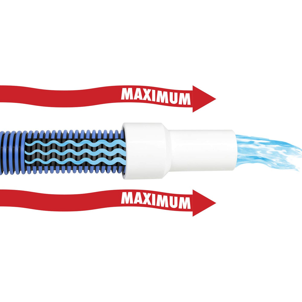 Poolmaster hose attached to manual vacuum head showing smooth maneuverability benefit