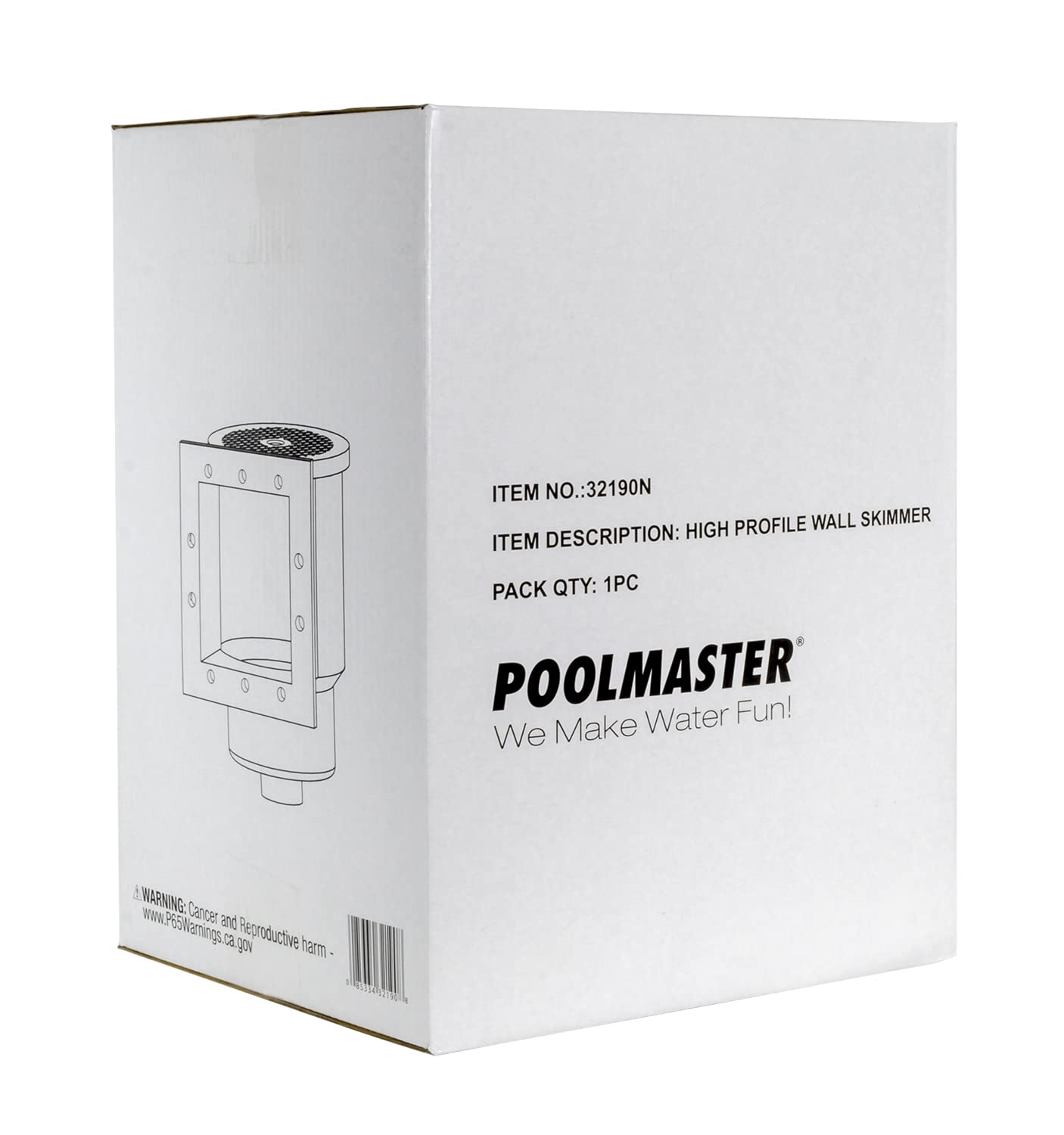 Poolmaster skimmer at pool edge in backyard scene demonstrating clearer water benefit