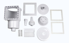 Poolmaster skimmer mounted in pool wall showing size and secure fit benefit