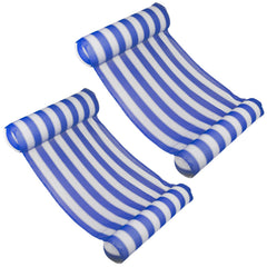 Poolmaster front view of dual blue water hammock showing full float and mesh comfort