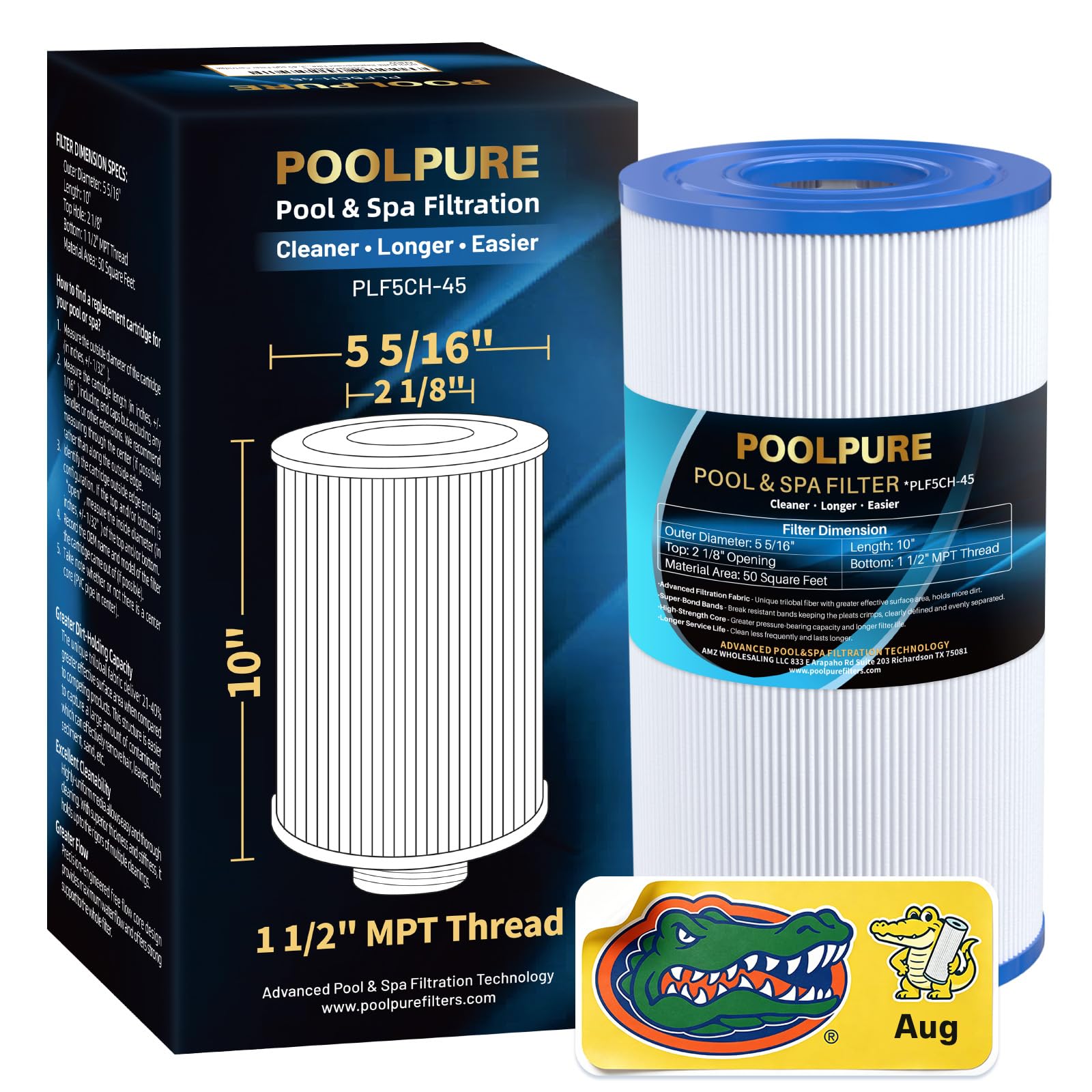 POOLPURE front view of 5CH-45 filter showing fit and compatibility benefits