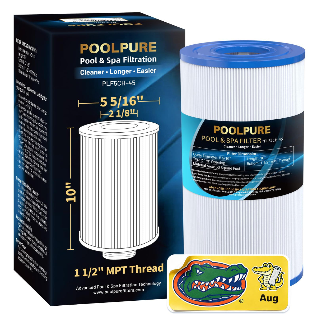 POOLPURE front view of 5CH-45 filter showing fit and compatibility benefits