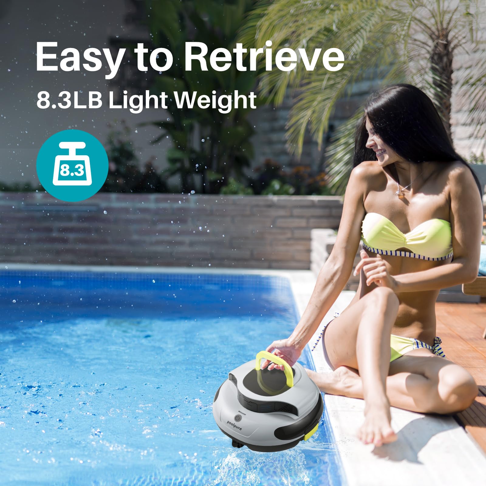 POOLPURE Aquaguard SE II in-pool action removing leaves to keep water clearer