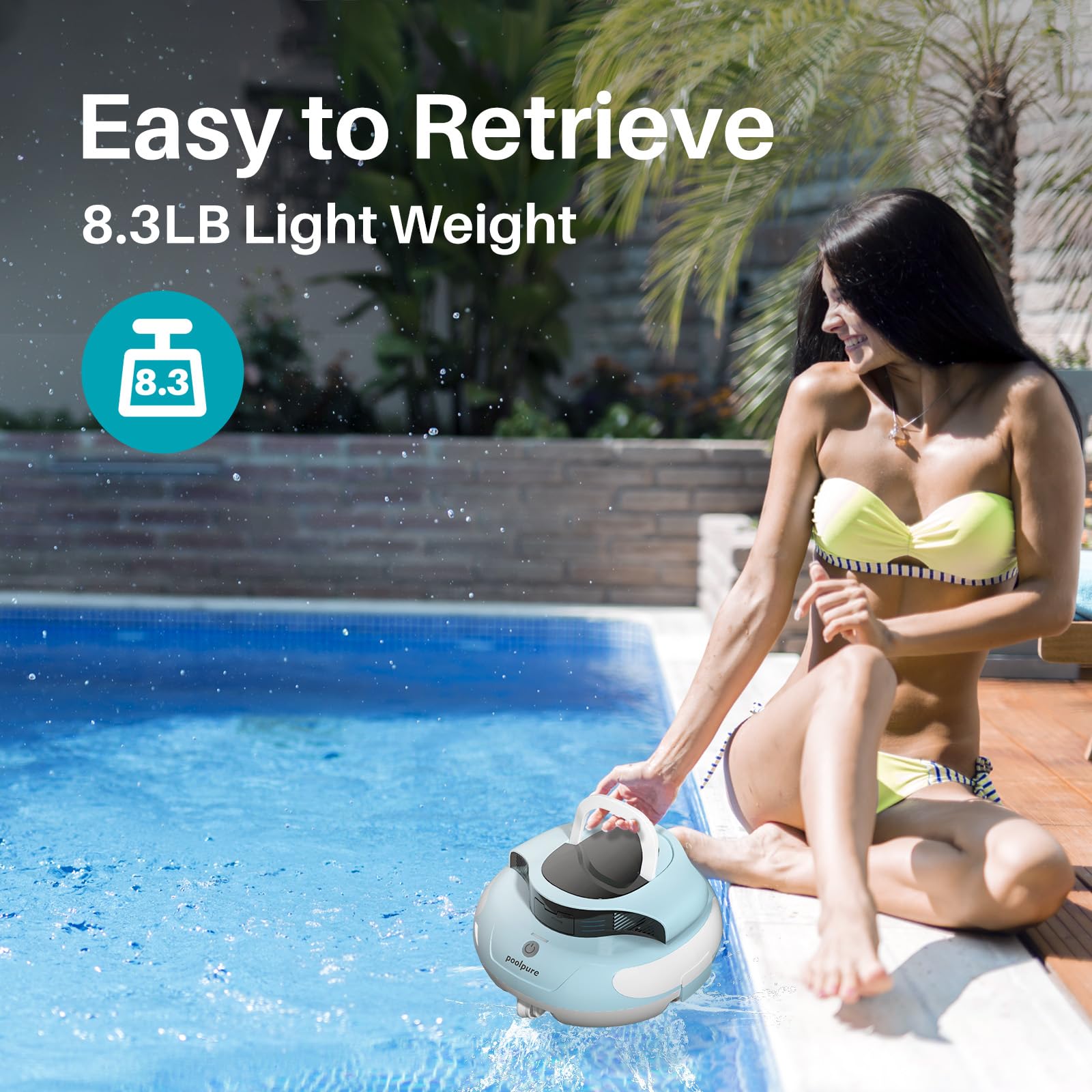 POOLPURE 55.5Wh battery pack detail delivering long 100-minute runtime