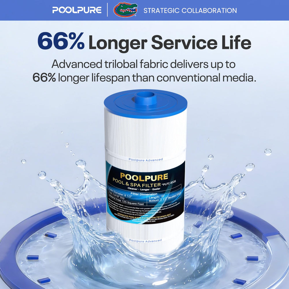 POOLPURE next to ruler showing 19-inch length for exact fit verification