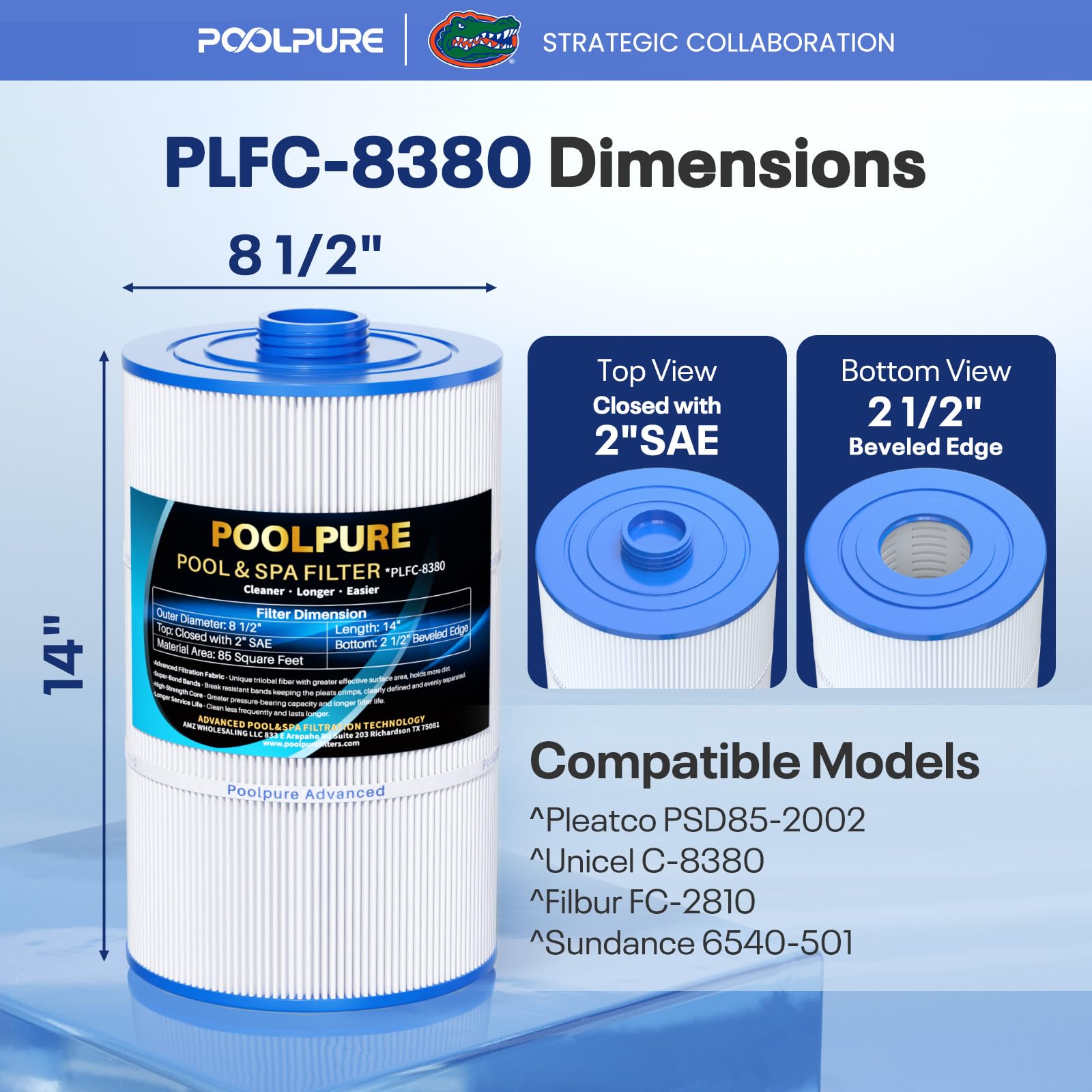 POOLPURE bottom 2.5" beveled edge detail showing correct seating and seal
