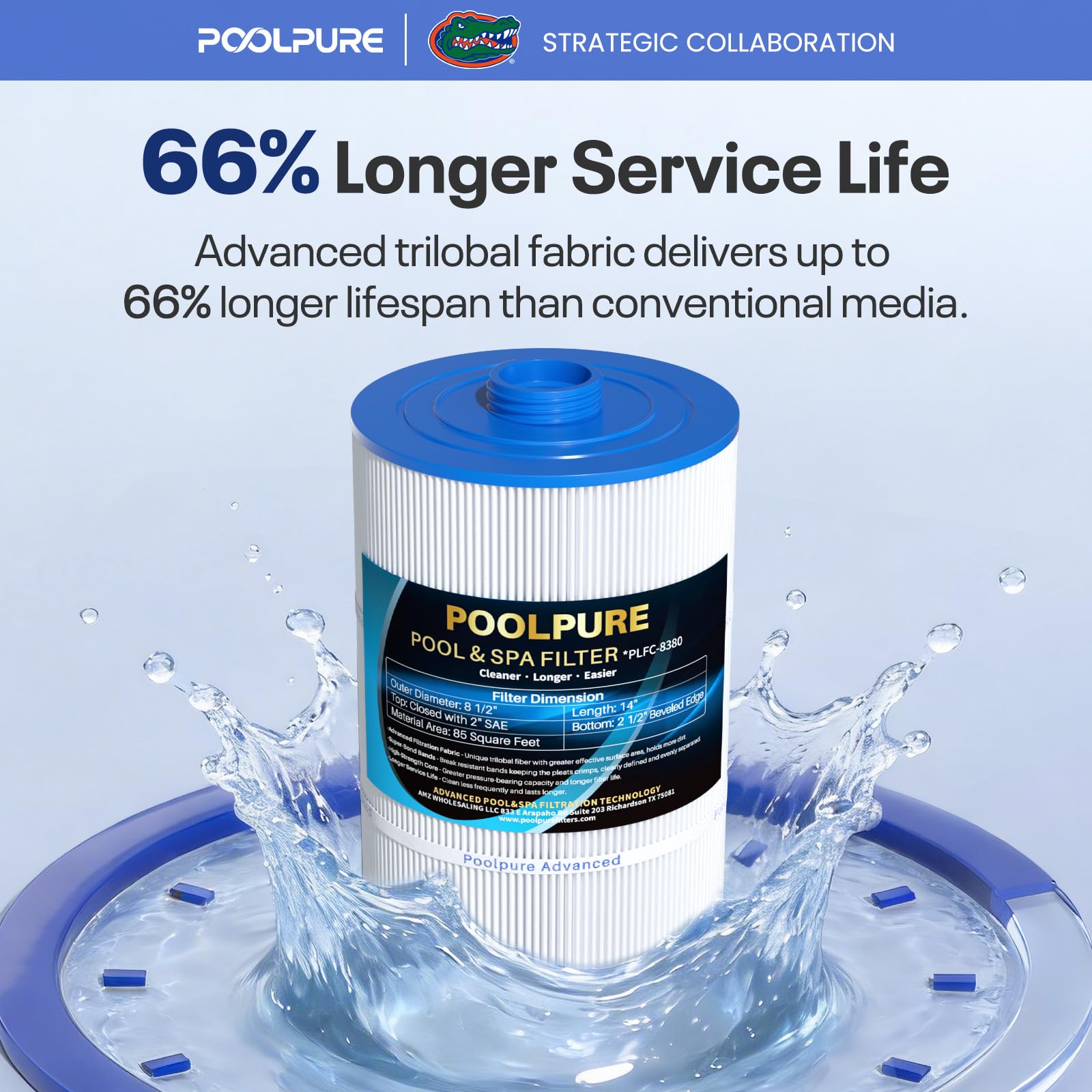 POOLPURE cartridge installed in spa demonstrating easy direct-fit replacement