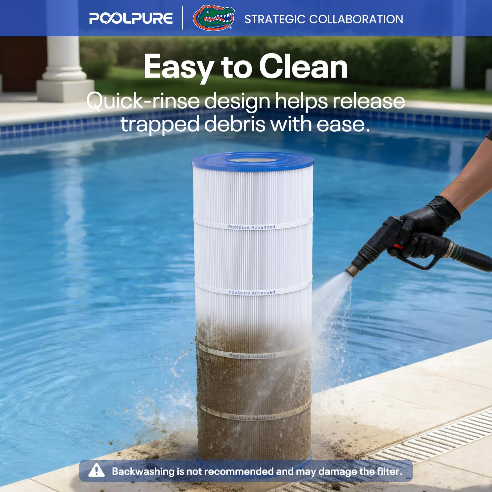 POOLPURE reinforced core and end caps for long-lasting durability