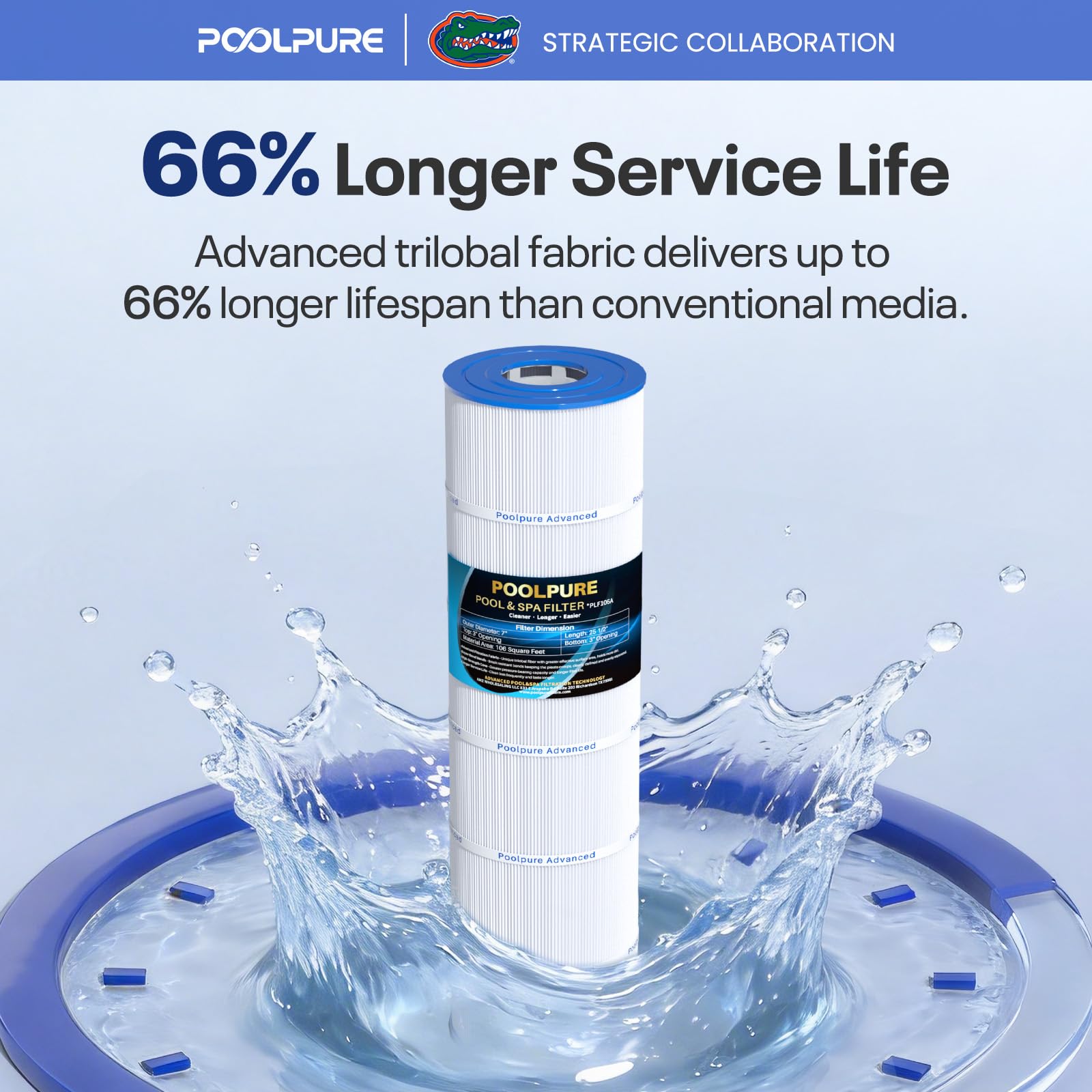 POOLPURE C4030 beside a tape measure demonstrating correct cartridge size
