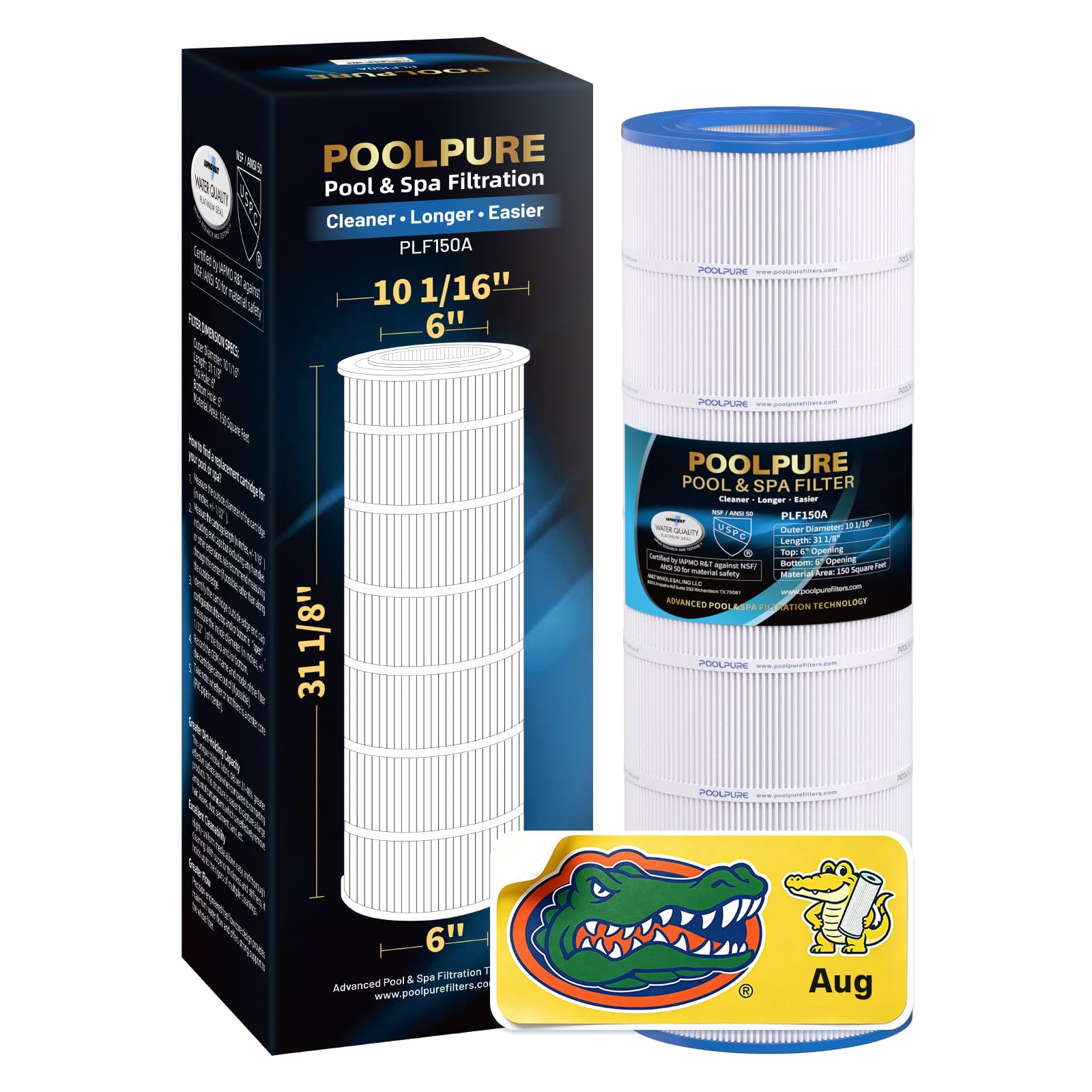 POOLPURE CC150 front view showing full cartridge and fit benefit