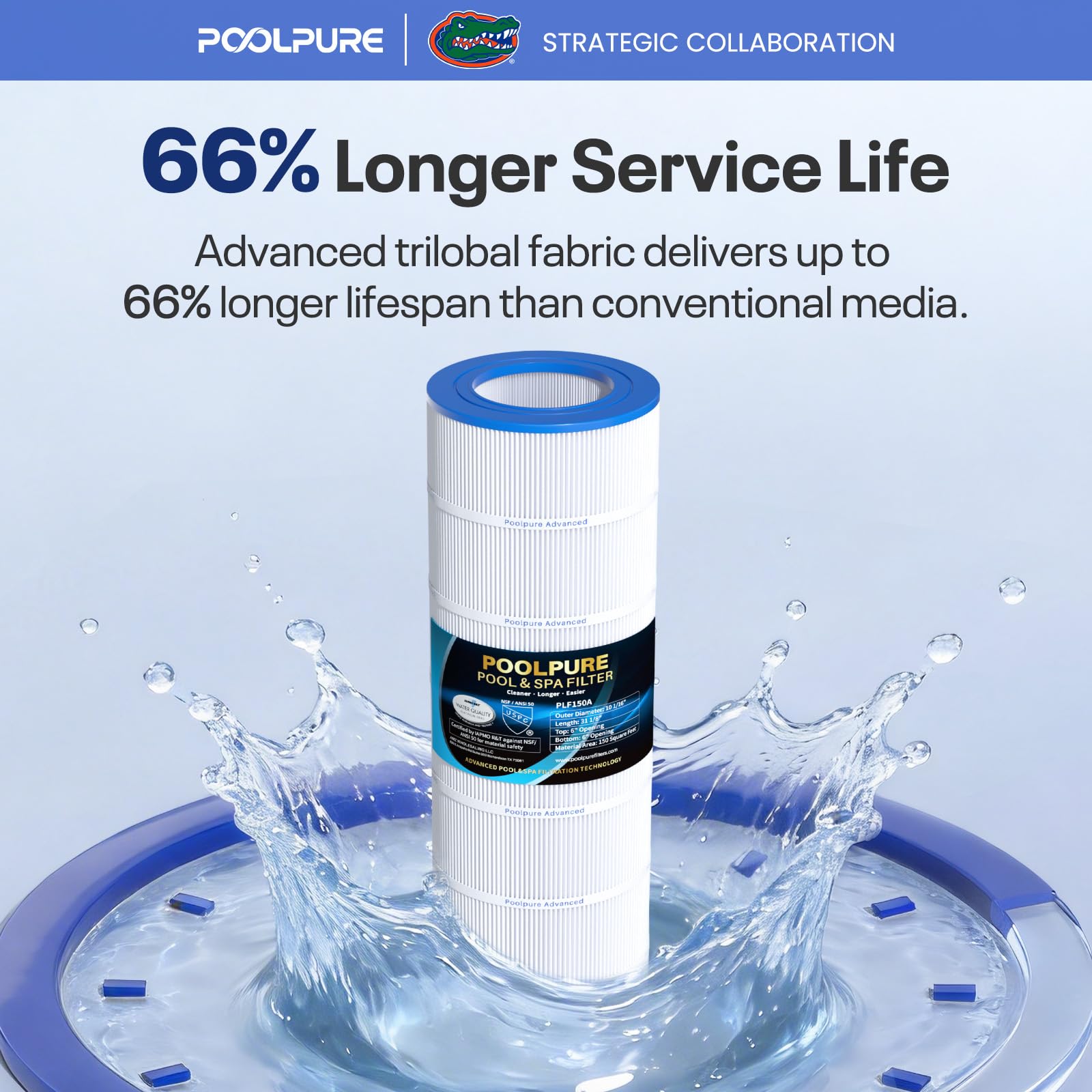 POOLPURE CC150 being rinsed with hose showing effortless cleaning benefit