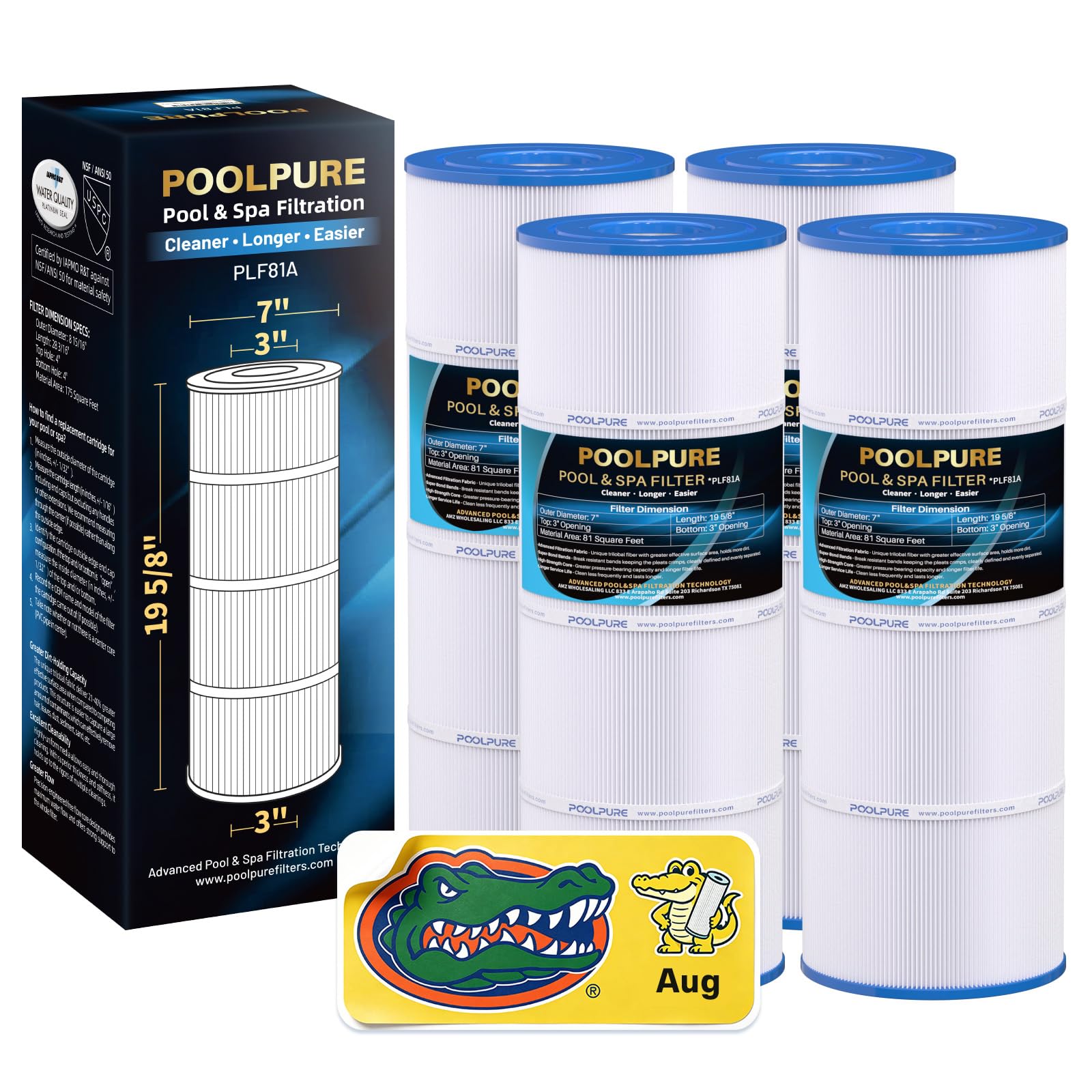 POOLPURE front packaging showing 4-pack and compatibility benefits