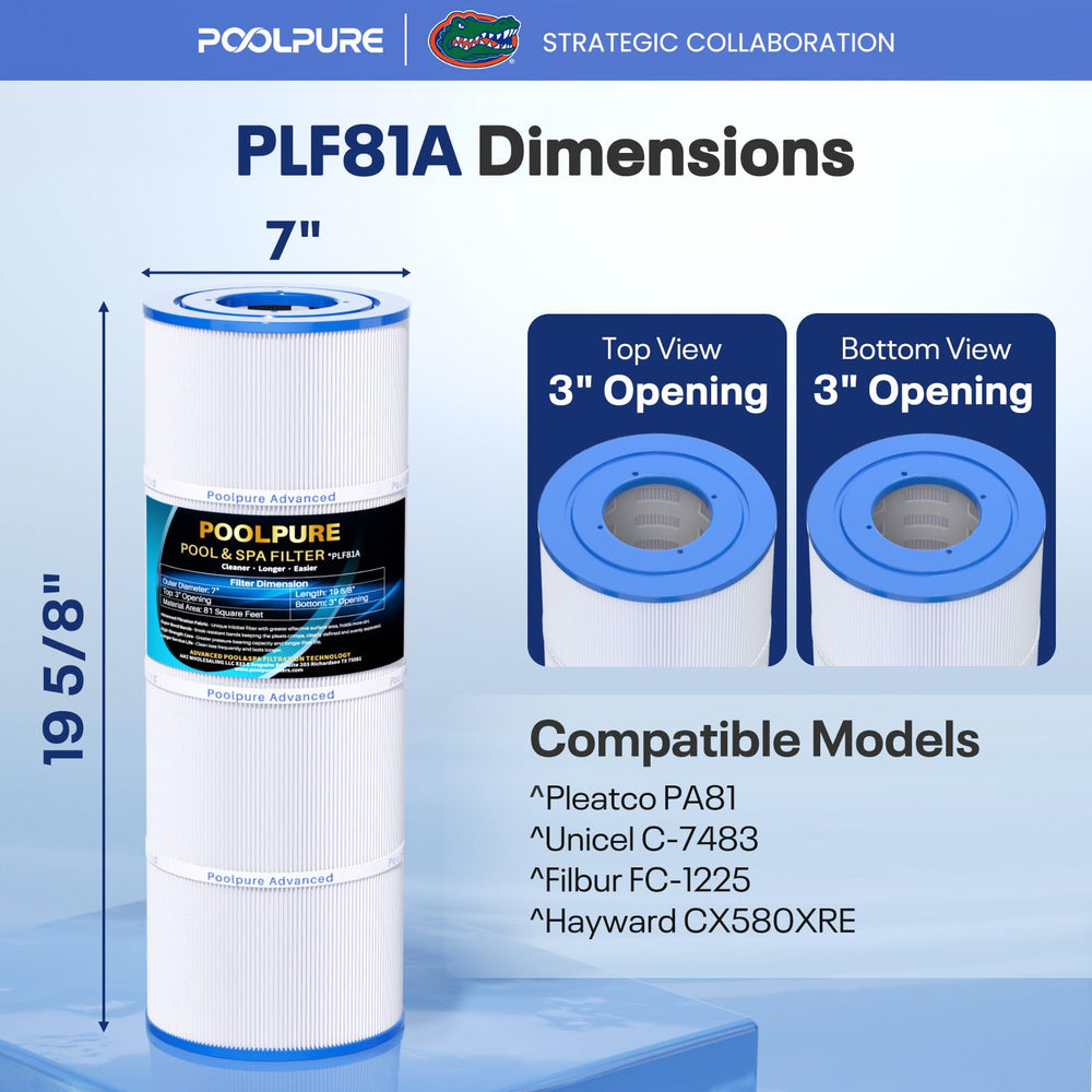 POOLPURE top endcap detail highlighting reinforced 3-inch opening
