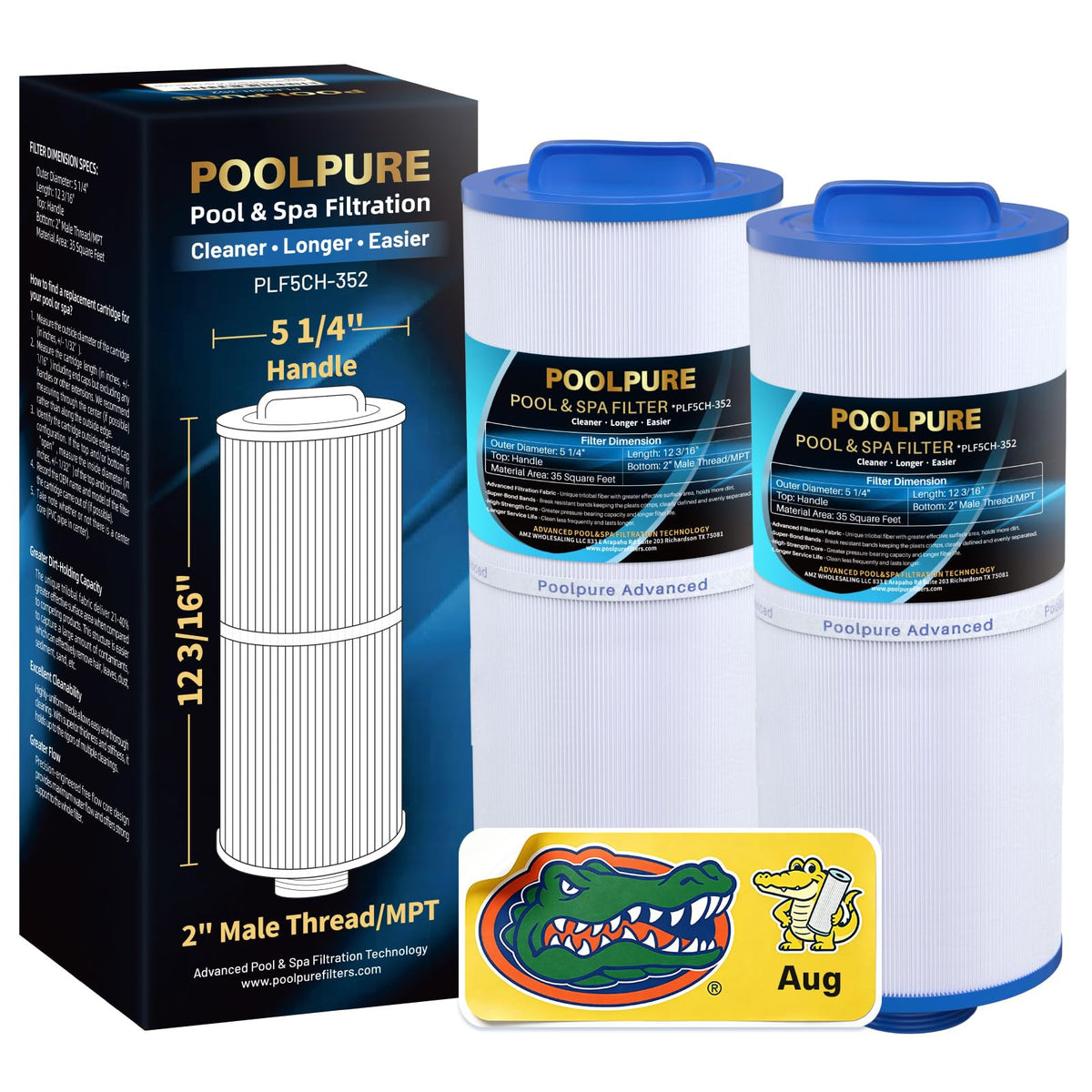 POOLPURE two-pack front view showing cartridges and easy-install benefit