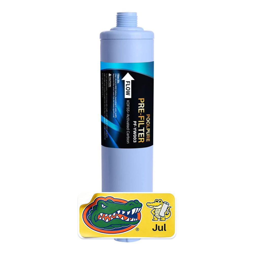 POOLPURE front view of hose-end pre-filter showing compact design and easy use