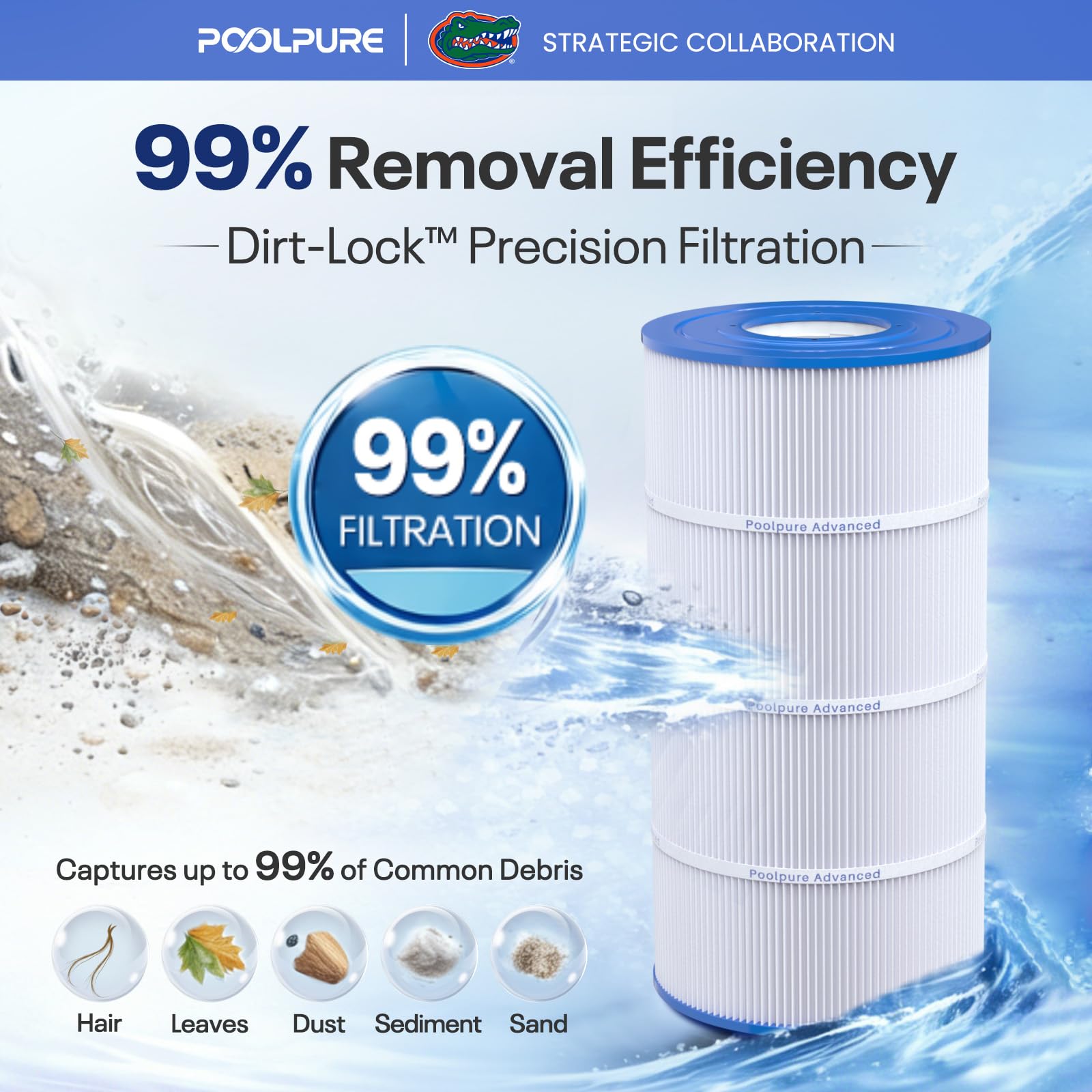 POOLPURE cartridge installed in a filter housing for easy replacement benefit
