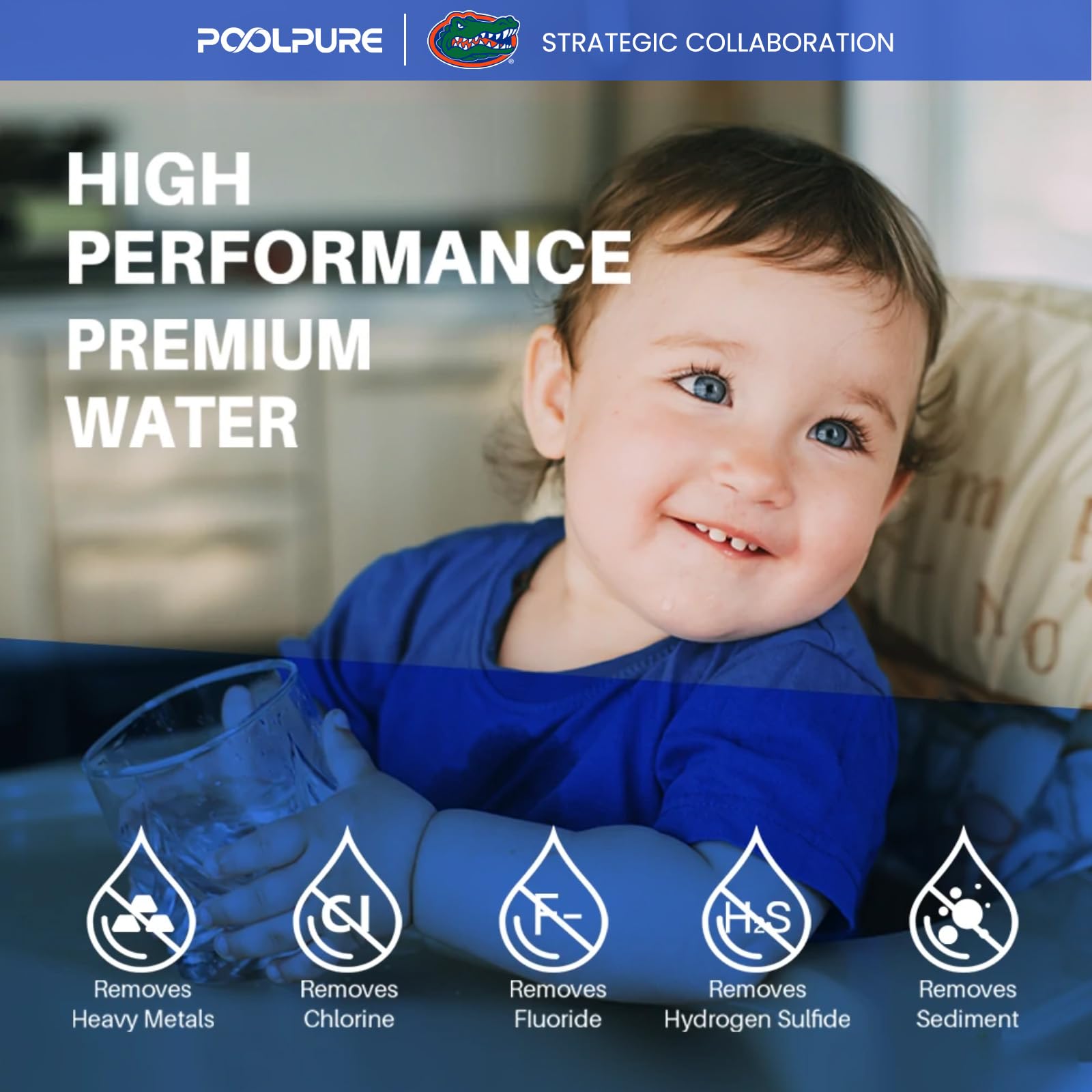POOLPURE in backyard pool fill scenario conveying family-friendly water quality benefits