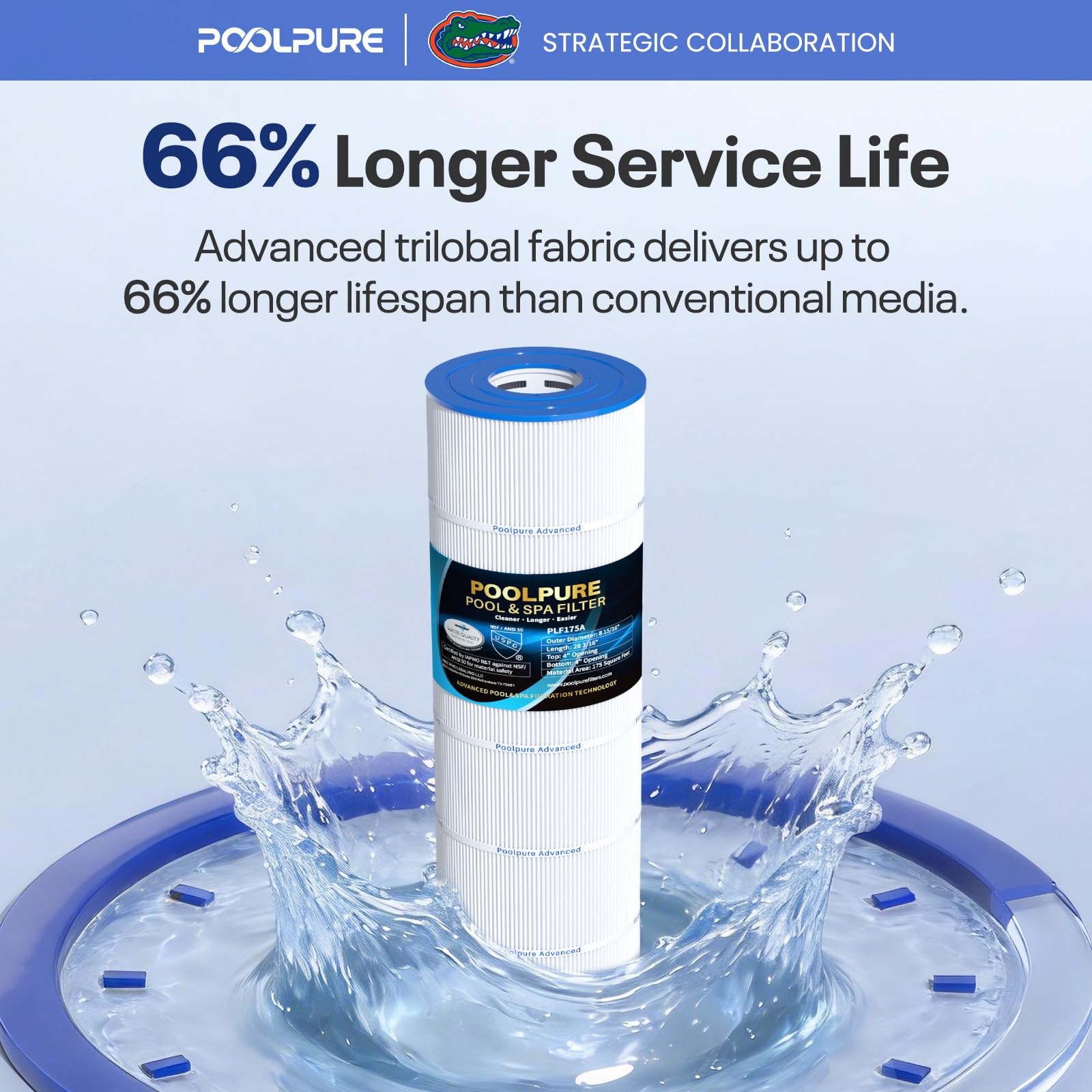 POOLPURE installed in filter housing demonstrating restored filtration performance