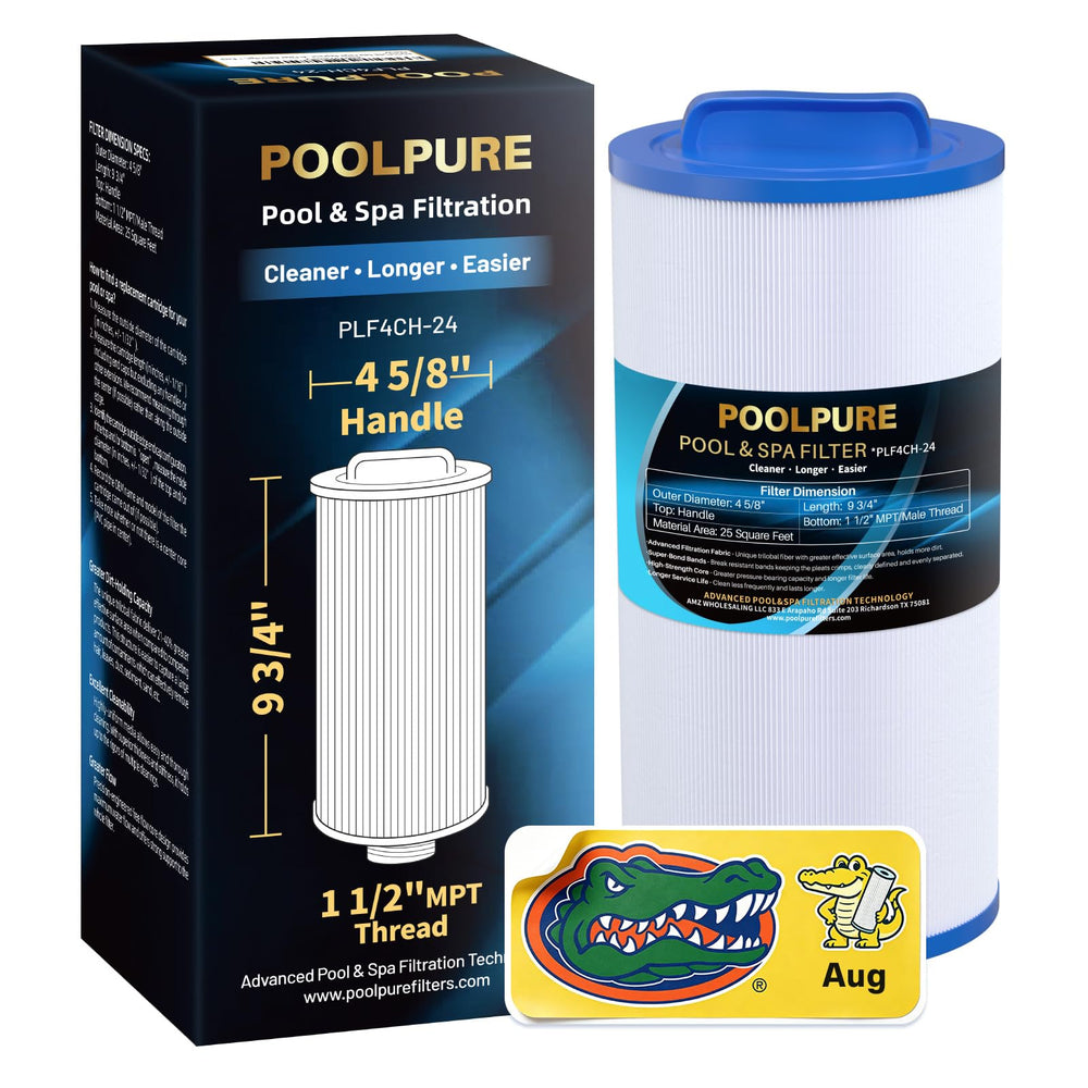 POOLPURE front view of PLF4CH-24 cartridge showing full-size and pleats for better filtration