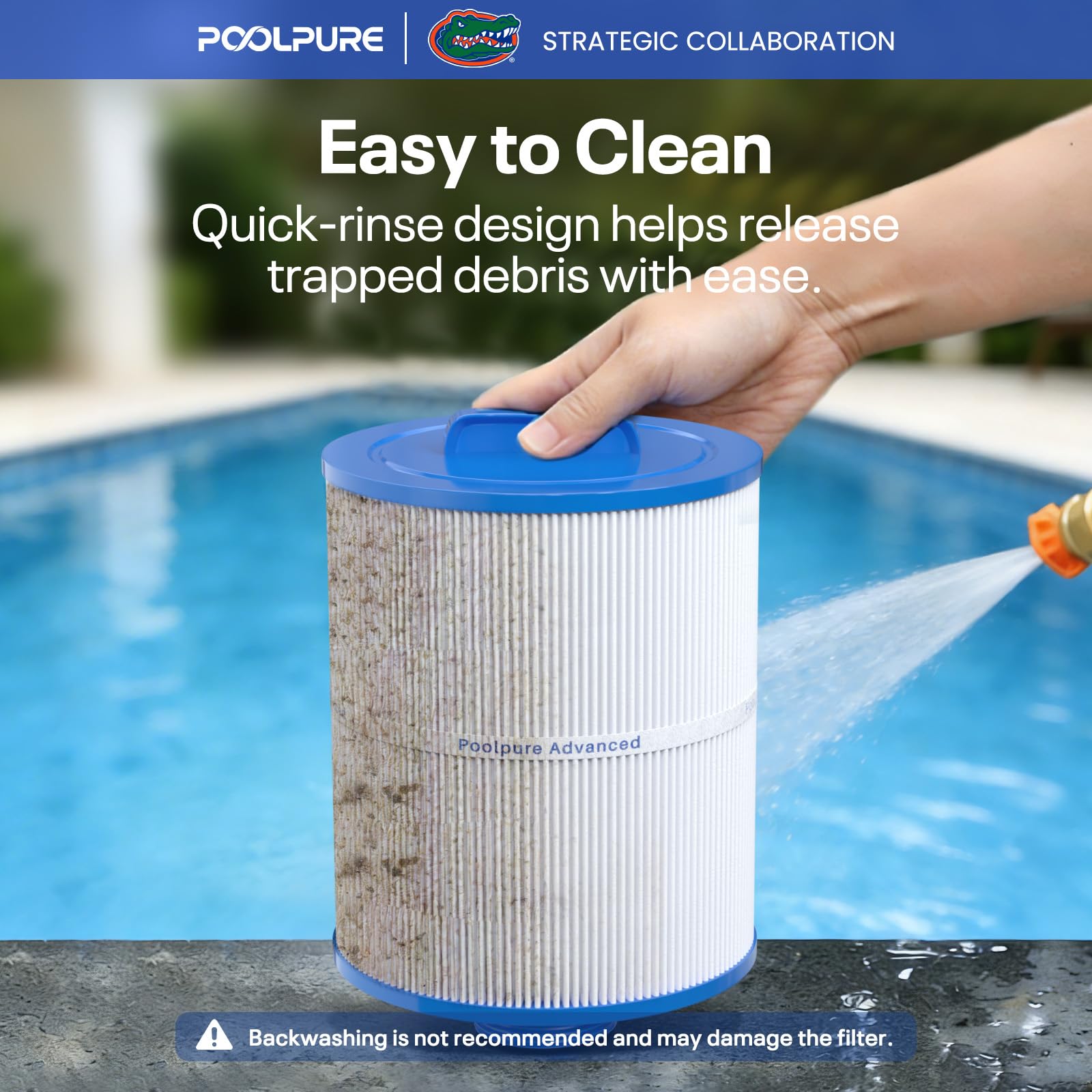 POOLPURE in backyard spa setting showing clear water benefit