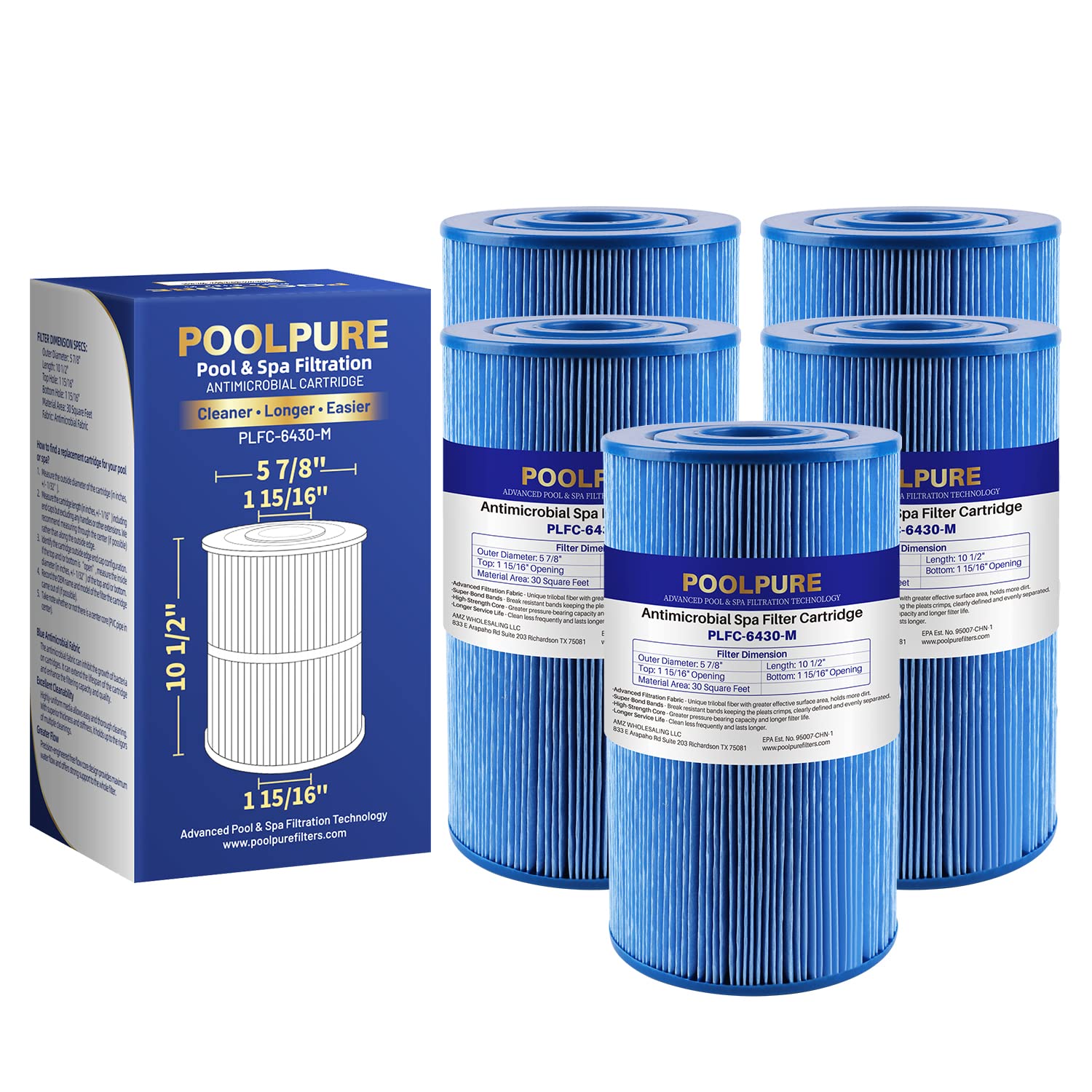 POOLPURE front view of cartridge showing fit and clean design for easy replacement