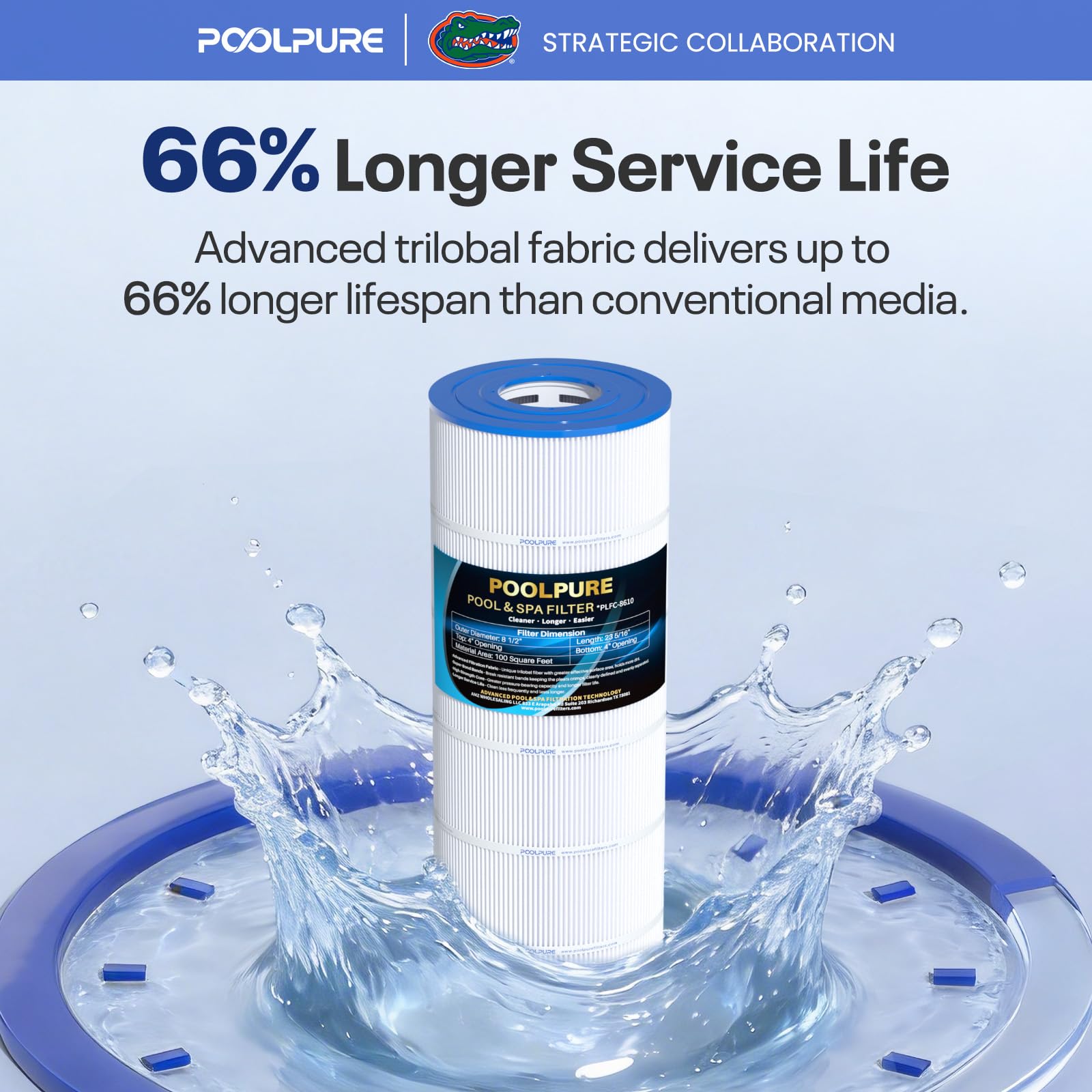 POOLPURE PLFC-8610 installed in filter housing improving pool clarity