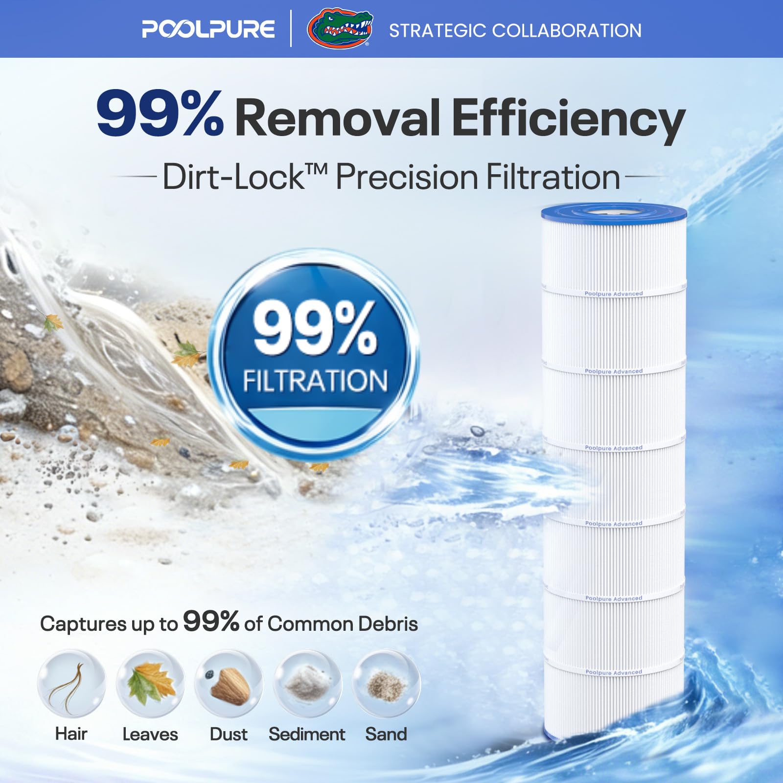 POOLPURE reinforced core and ABS endcap detail showing robust construction benefit