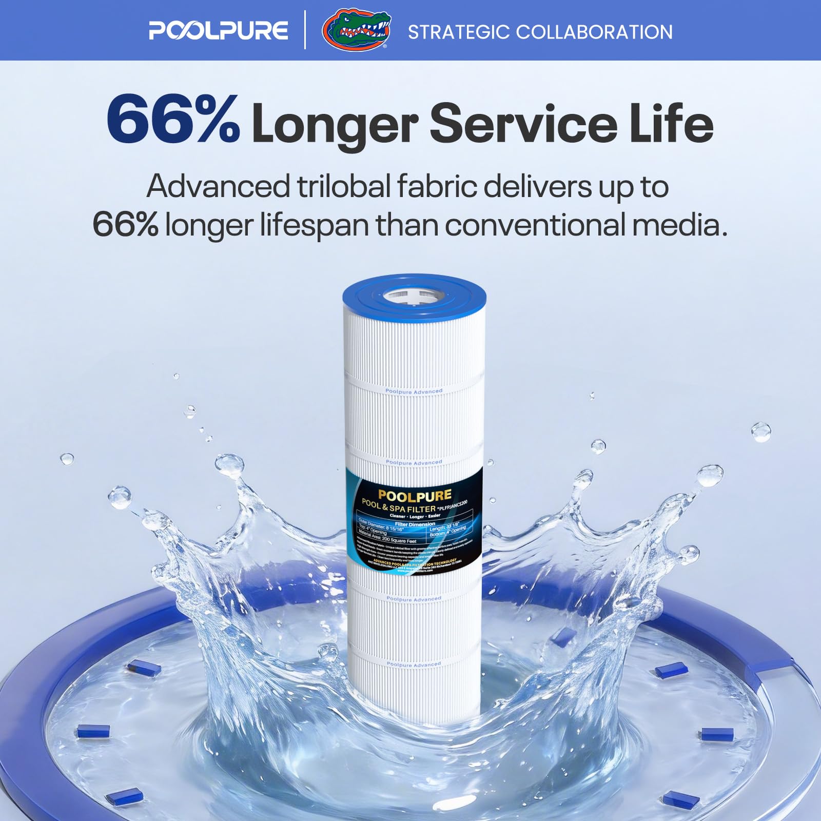 POOLPURE cartridge installed in pump housing demonstrating direct-fit compatibility benefit