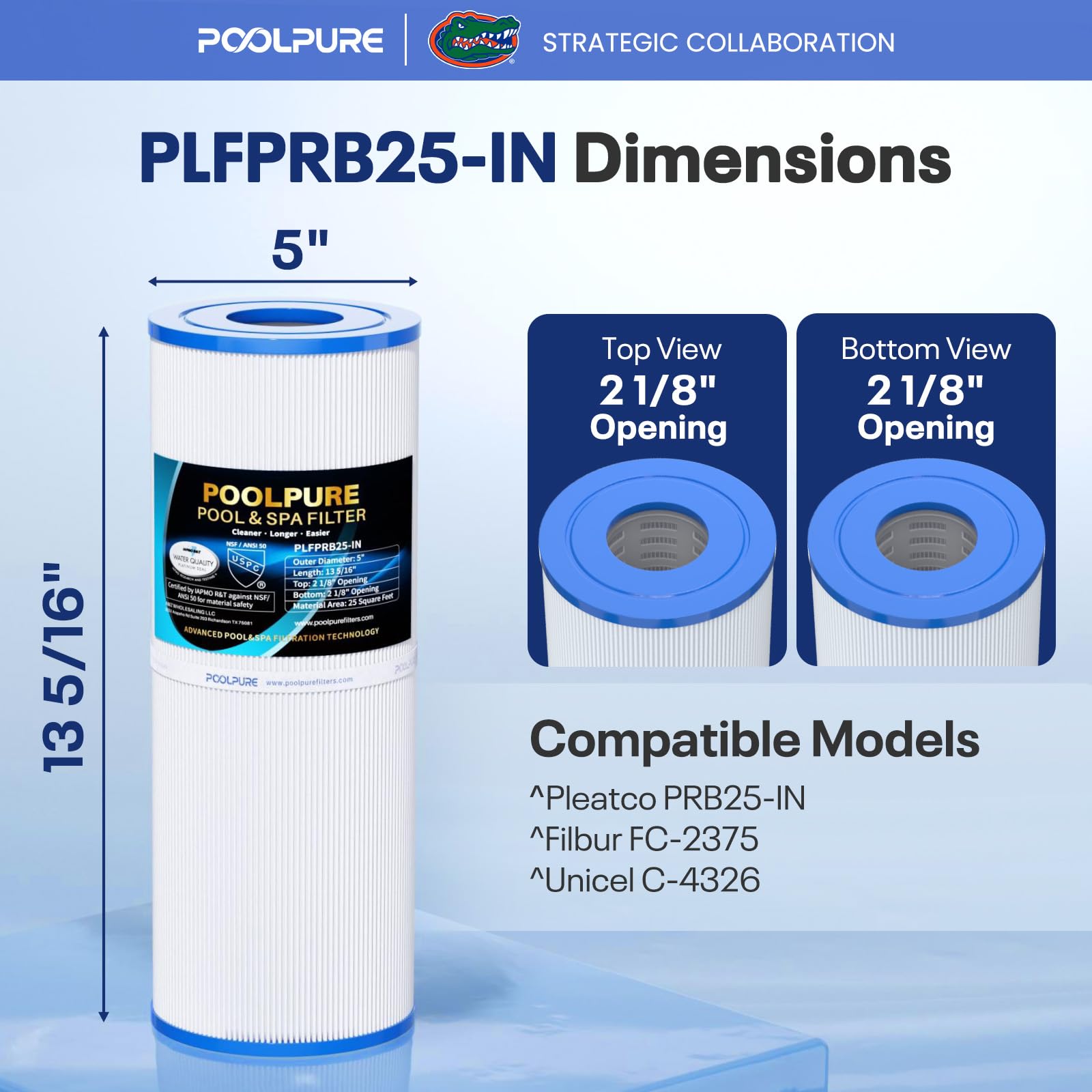POOLPURE vista de orificios superior e inferior fácil instalación