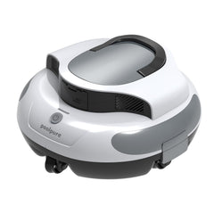 POOLPURE front view showing compact cordless cleaner and benefit of easy deployment