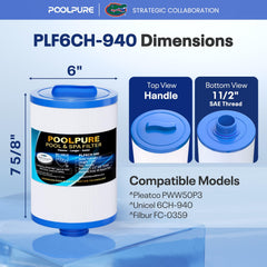POOLPURE detalle de la rosca inferior 1 1/2" que asegura ajuste compatible y sellado