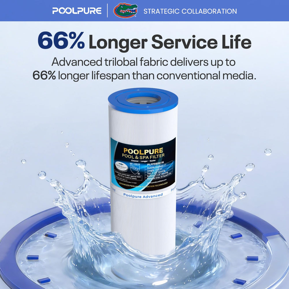 POOLPURE held in hand for scale showing 13 5/16 inch length and user-friendly size